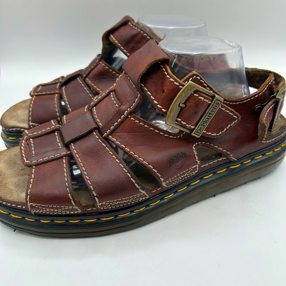 RARE MIE Vintage Dr Martens Fisherman Sandals 90s  Brown Leather  Mens 12 Y2K - Picture 1 of 17